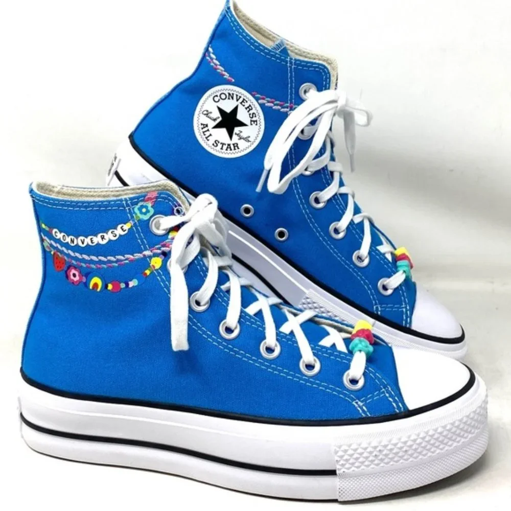 Converse Ctas Lift Platform High Top Canvas White Blue Women Size Skate A06844C - Picture 1 of 9